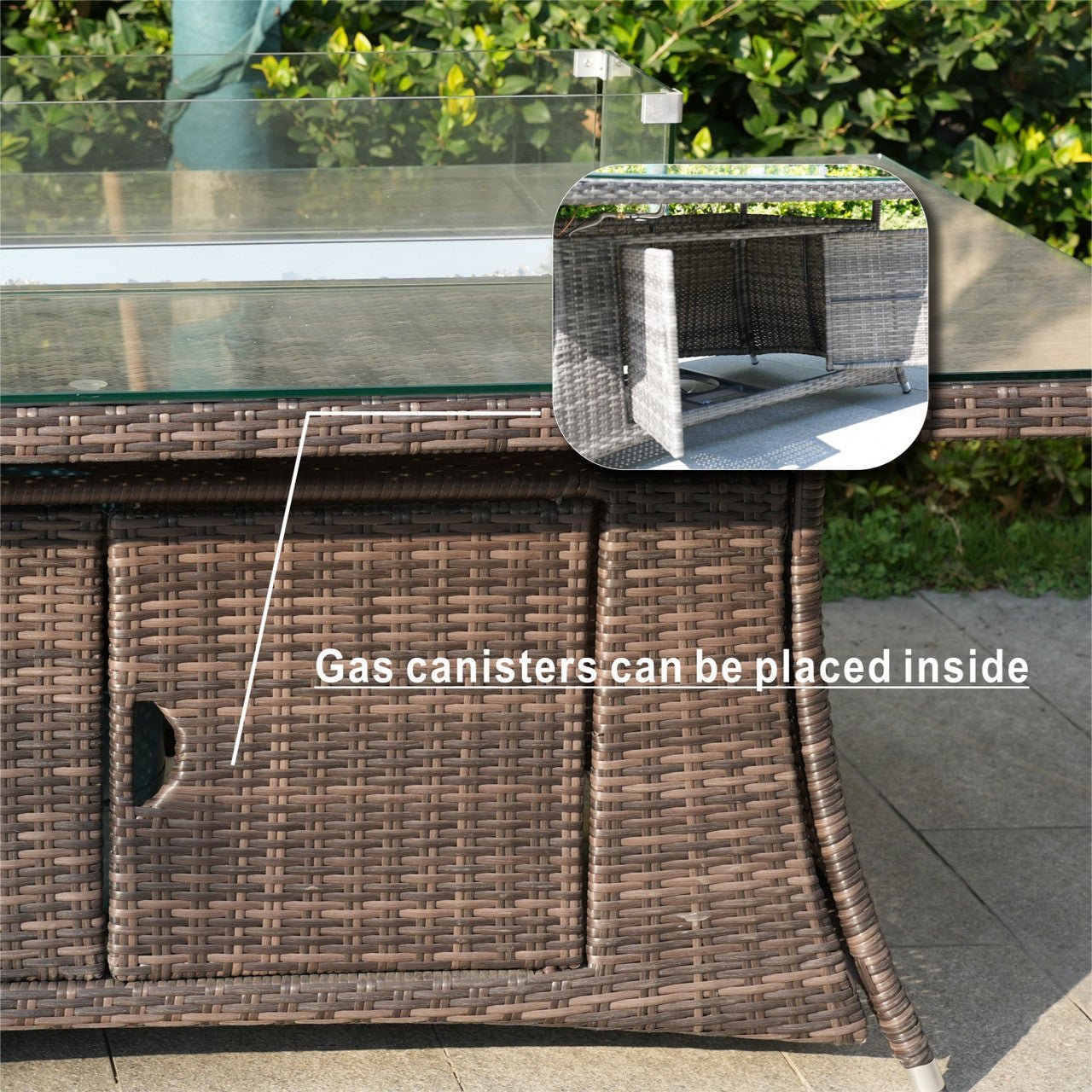 Details of Direct Wicker's 6-Seat Rectangle Patio Fire Pit Set (PAG-1106R)