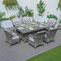 Direct Wicker's 6-Seat Rectangle Patio Fire Pit Set in Gray Color (PAG-1106R)