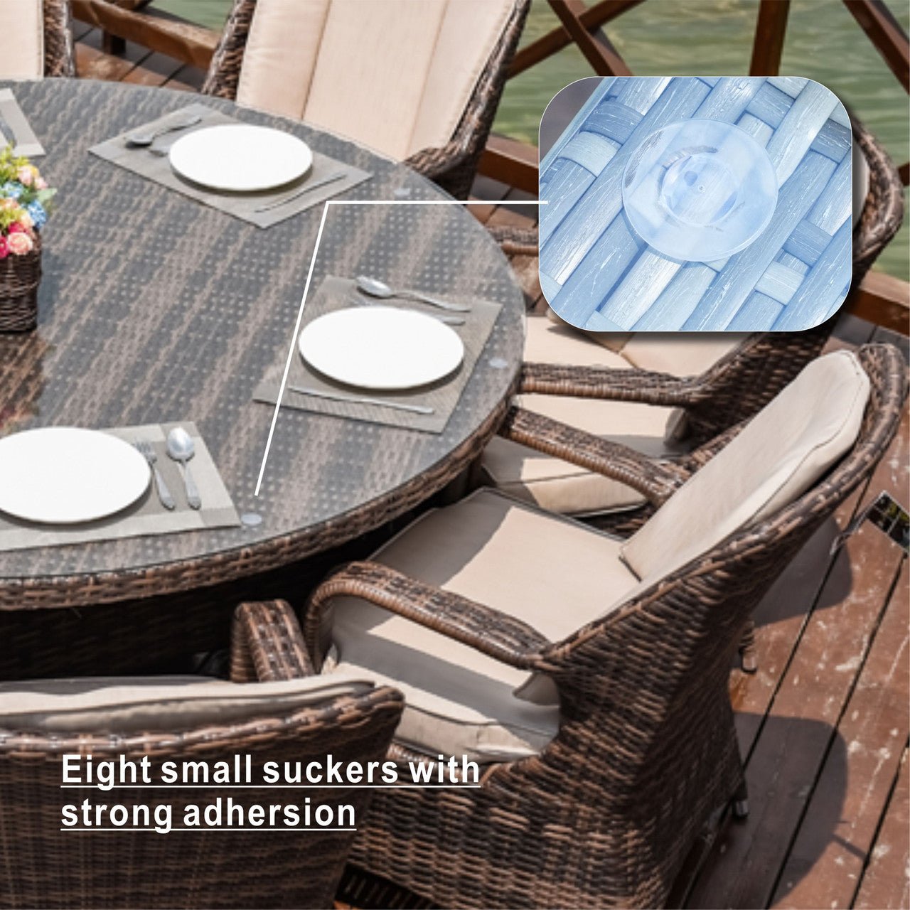 Parma 8 - Seater Outdoor Dining Set with Round Dining Table (PAD - 1714+009) - Direct Wicker