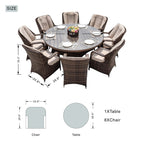 Parma 8 - Seater Outdoor Dining Set with Round Dining Table (PAD - 1714+009) - Direct Wicker