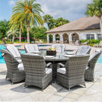 Parma 8 - Seater Outdoor Dining Set with Round Dining Table (PAD - 1714+009) - Direct Wicker
