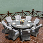 Parma 8 - Seater Outdoor Dining Set with Round Dining Table (PAD - 1714+009) - Direct Wicker