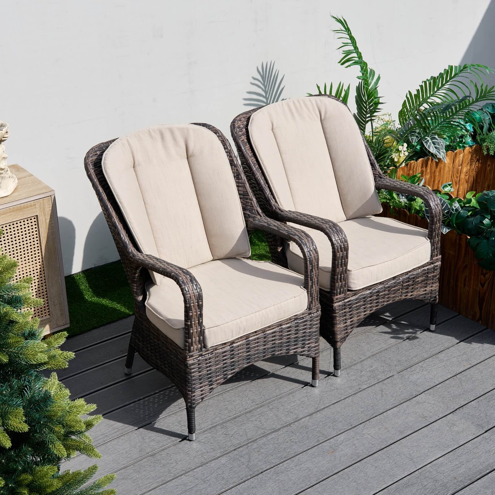 Parma Outdoor Rattan Armchairs – Set of 2 (PAC - 009) - Direct Wicker