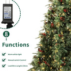 Pre-Lit Artificial Christmas Tree with Red Berries, Pine Cones, Warm White LED Lights & Automatic-Opening PVC Branches – 5 FT, 6 FT & 7 FT (PAT-011L) - Direct Wicker