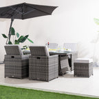 Premium 5-Piece Outdoor Fire Pit Dining Set with Storage Chairs & Ottomans (PAG-1106R+3234-GR) - Direct Wicker