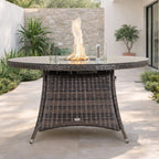 Premium All-Weather Round Aluminum Propane Fire Pit Table (PAG-2601) - Direct Wicker