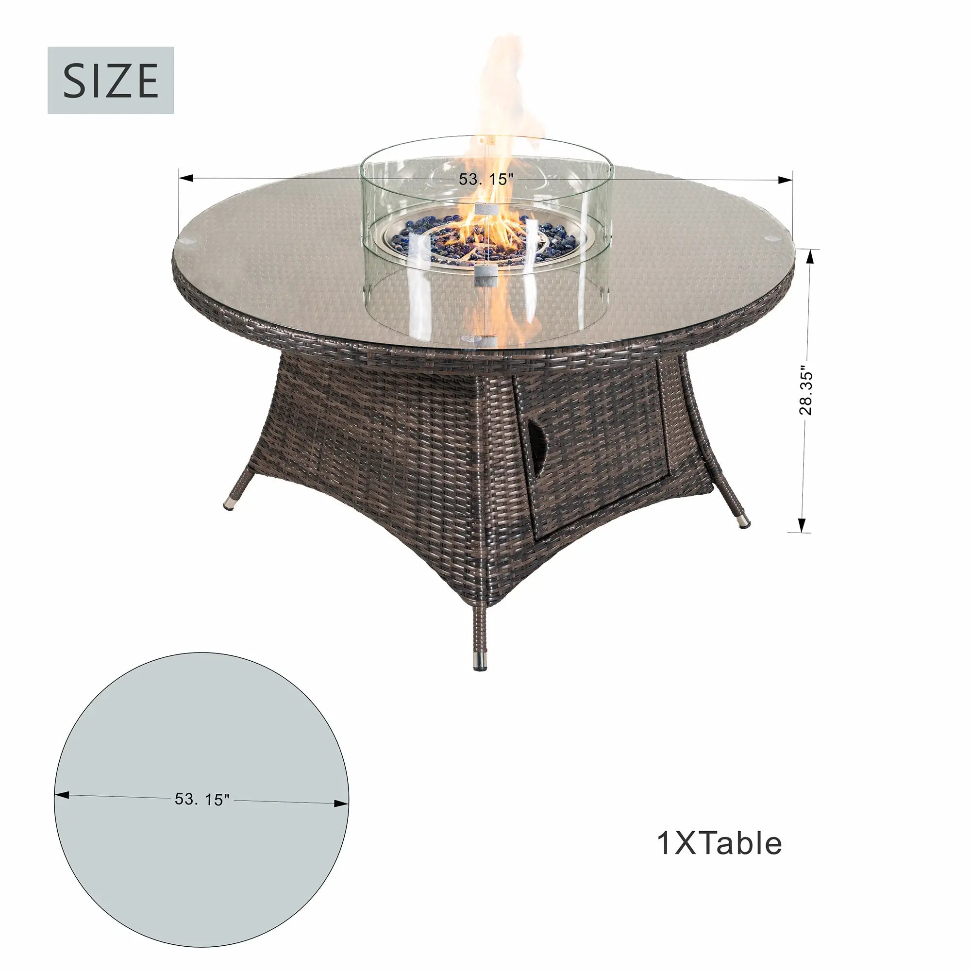 Premium All-Weather Round Aluminum Propane Fire Pit Table (PAG-2601) - Direct Wicker