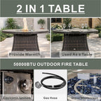 Premium All-Weather Round Aluminum Propane Fire Pit Table (PAG-2601) - Direct Wicker