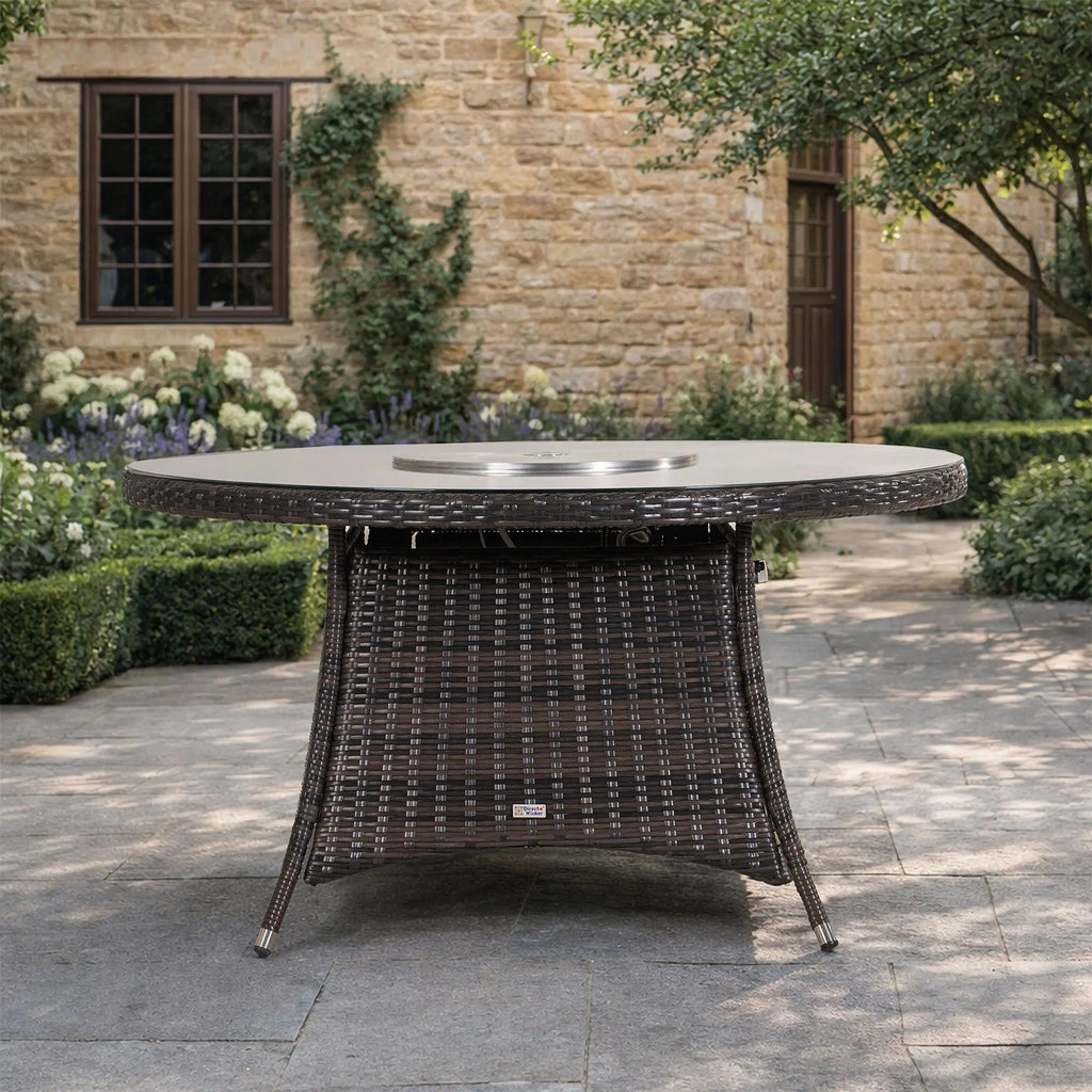 Premium All-Weather Round Aluminum Propane Fire Pit Table (PAG-2601) - Direct Wicker