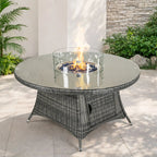 Premium All-Weather Round Aluminum Propane Fire Pit Table (PAG-2601) - Direct Wicker