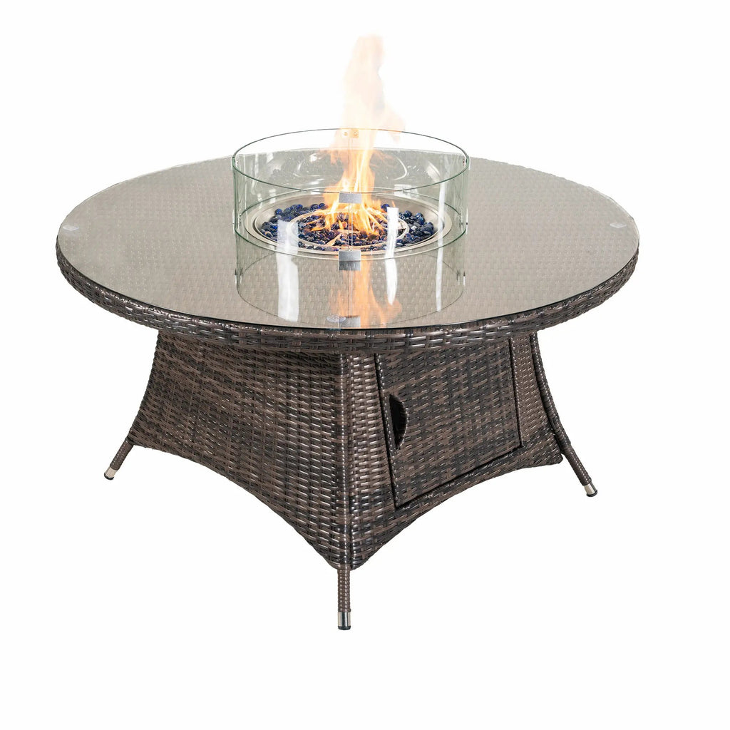 Premium All-Weather Round Aluminum Propane Fire Pit Table (PAG-2601) - Direct Wicker