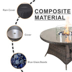 Premium All-Weather Round Aluminum Propane Fire Pit Table (PAG-2601) - Direct Wicker