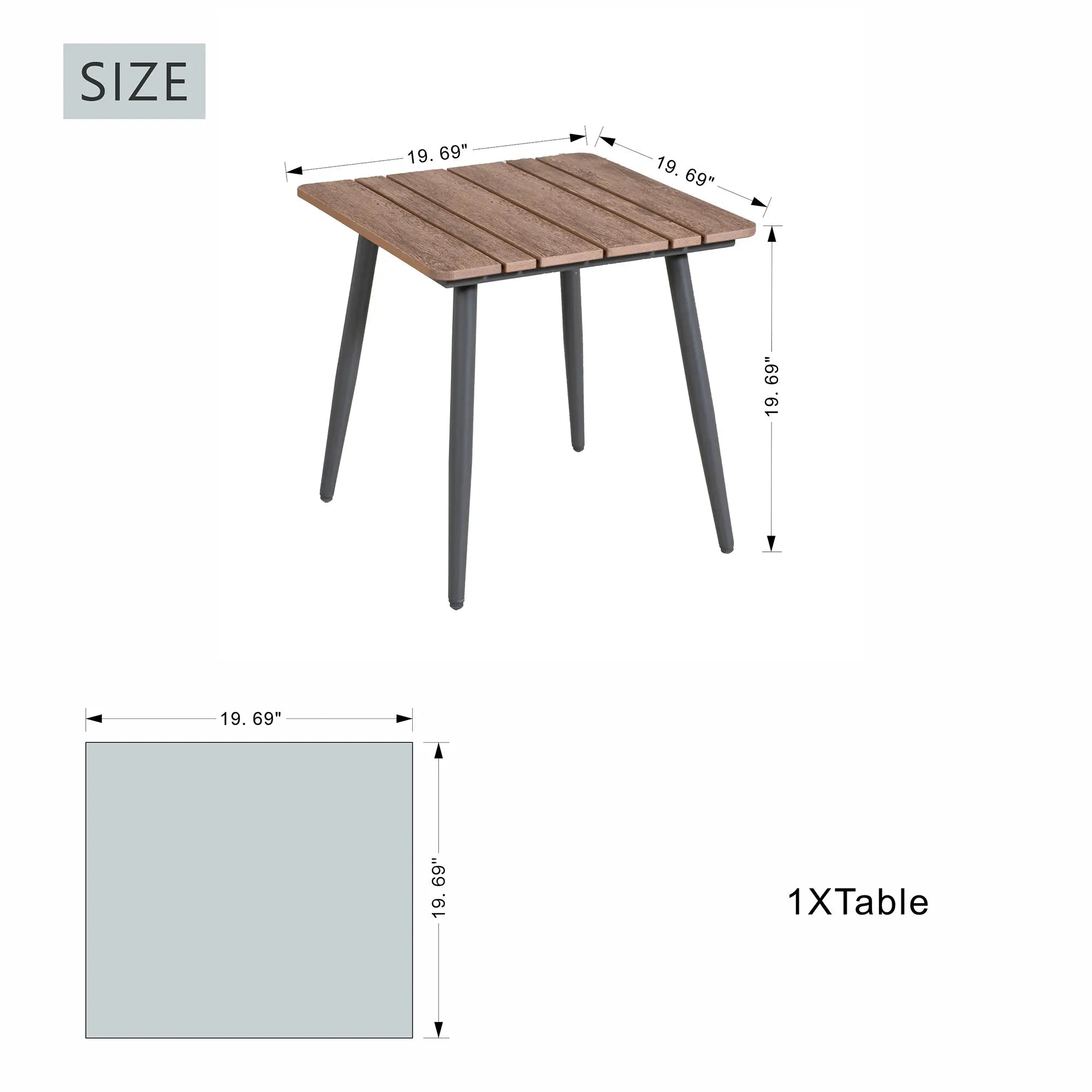 Premium Brown Steel Outdoor Coffee Table (PAD-2654/5/6/7-BR) - Direct Wicker