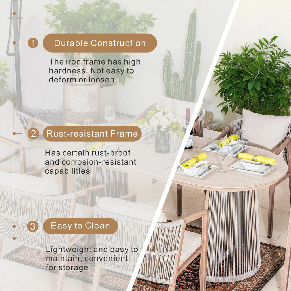Premium Iron Frame 6-Seat Outdoor Dining Set (PAD-2539-GR) - Direct Wicker