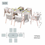 Premium Iron Frame 6-Seat Outdoor Dining Set (PAD-2539-GR) - Direct Wicker