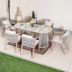 Premium Iron Frame 6-Seat Outdoor Dining Set (PAD-2539-GR) - Direct Wicker