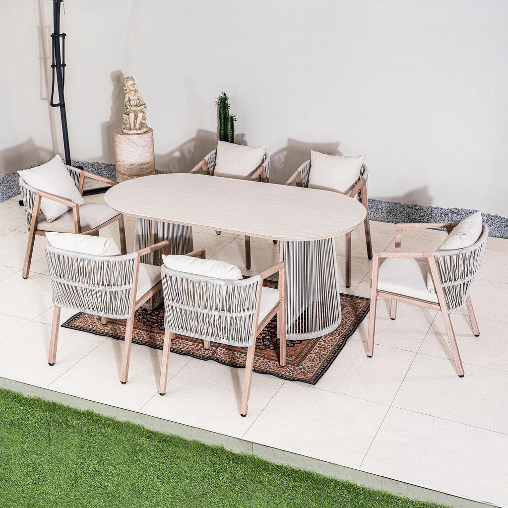 Premium Iron Frame 6-Seat Outdoor Dining Set (PAD-2539-GR) - Direct Wicker