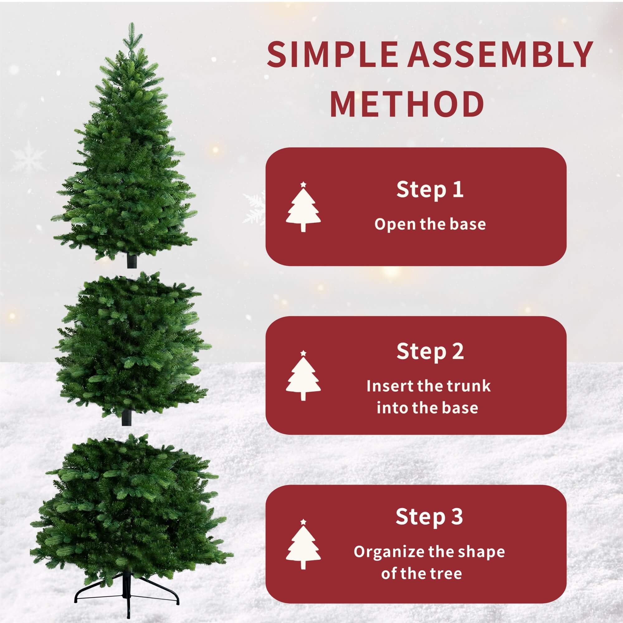 Premium Luxury Artificial Christmas Tree – 6FT / 7FT Classic Emerald Foliage（PJT - 2505） - Direct Wicker