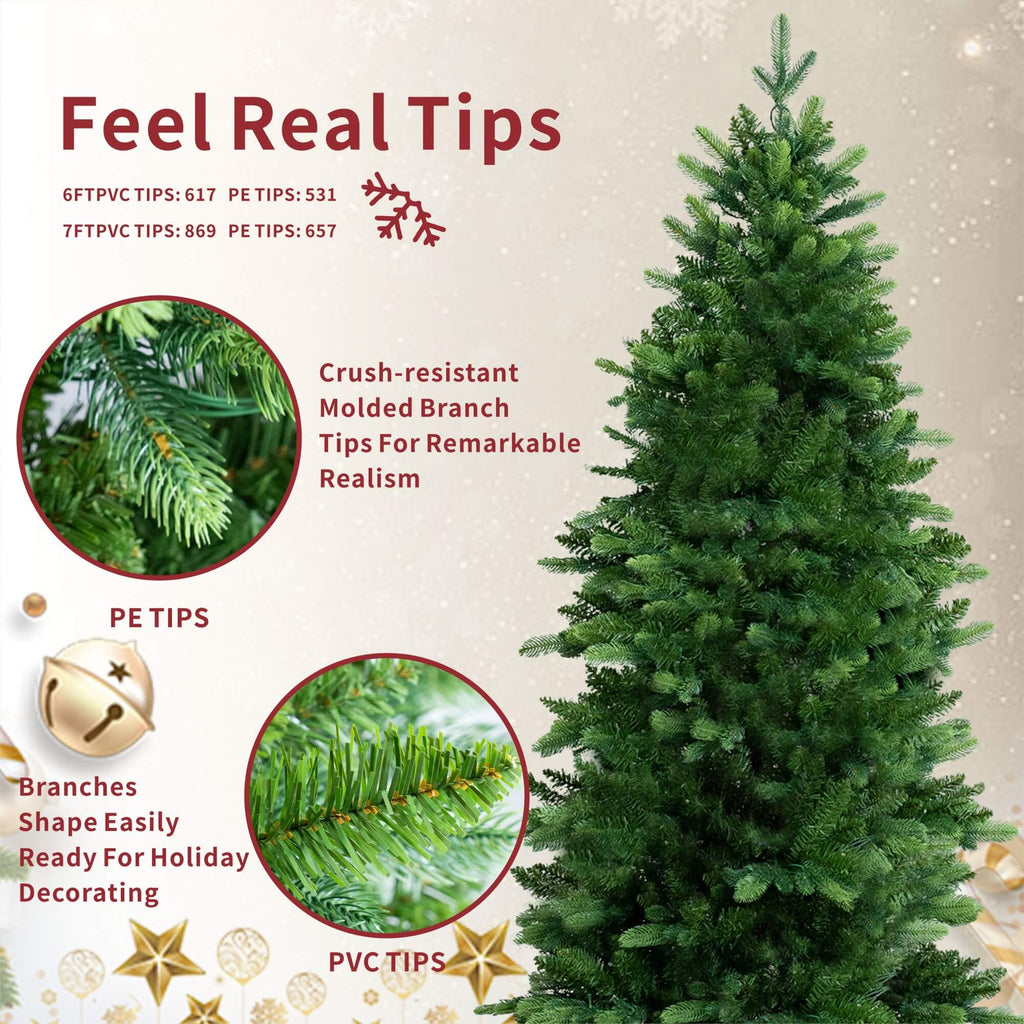 Premium Luxury Artificial Christmas Tree – 6FT / 7FT Classic Emerald Foliage（PJT - 2505） - Direct Wicker