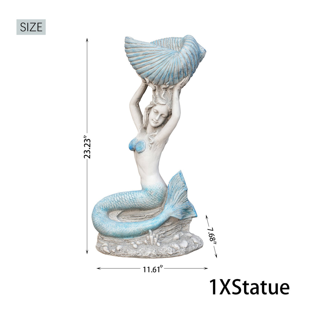 Premium Magnesium Oxide Mermaid Sculpture – Light Blue (GS - 24935M - BL) - Direct Wicker