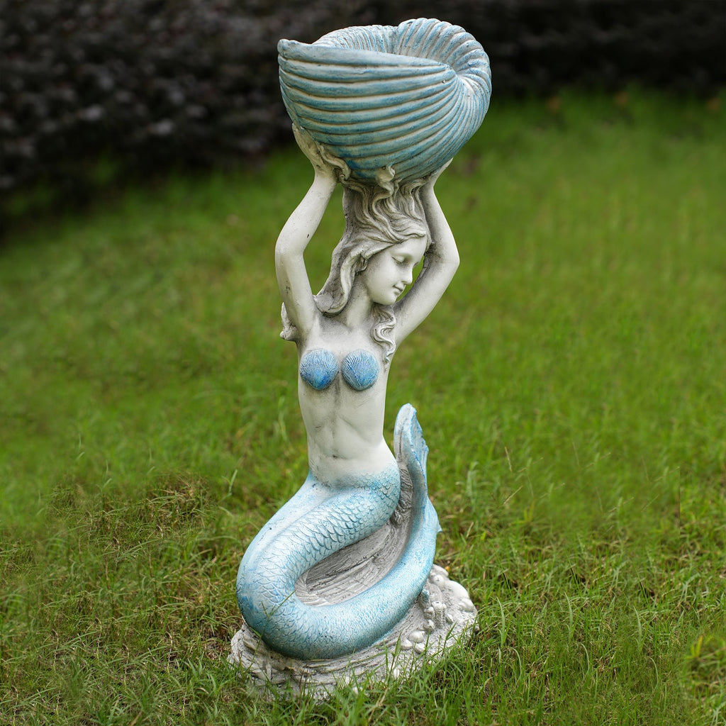 Premium Magnesium Oxide Mermaid Sculpture – Light Blue (GS - 24935M - BL) - Direct Wicker