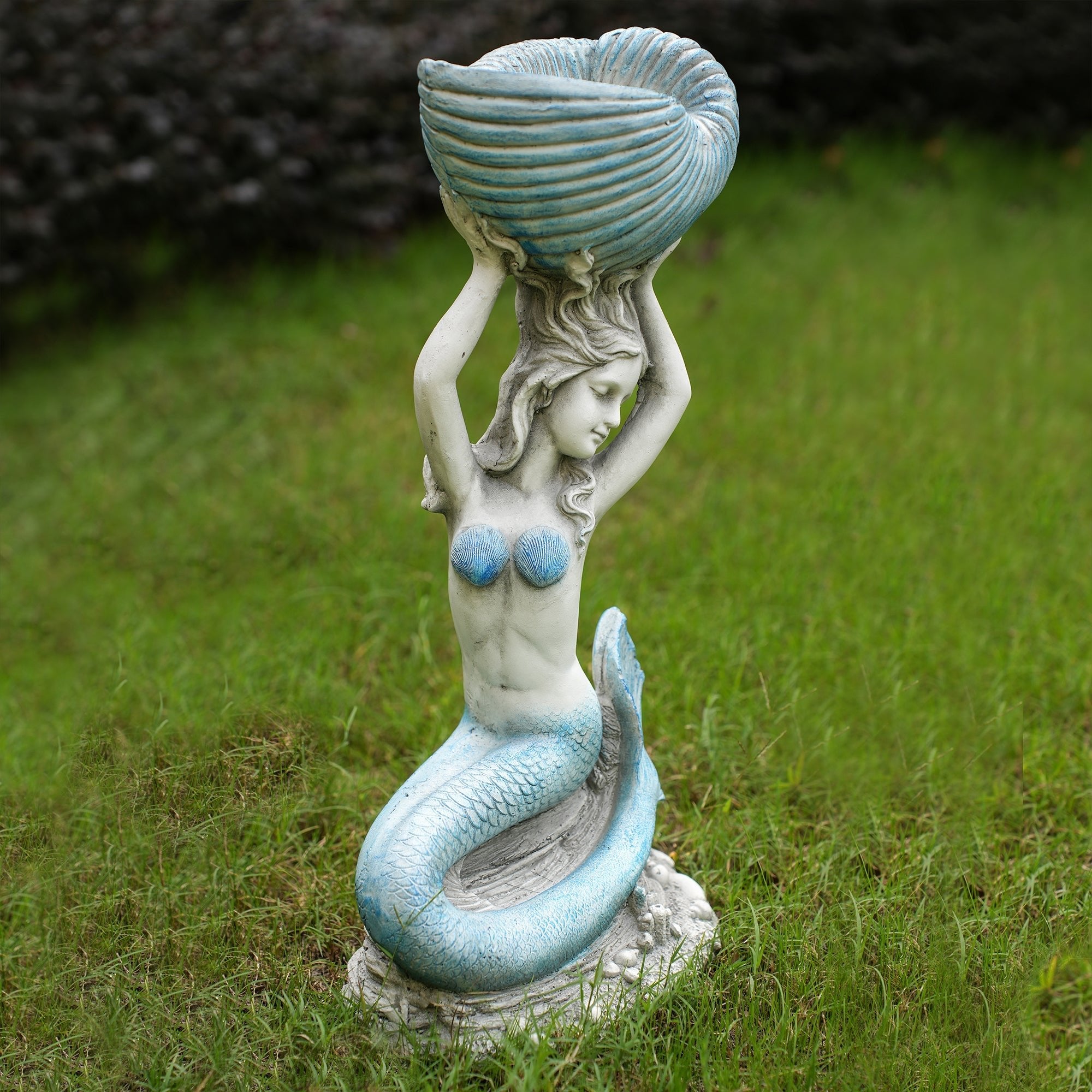 Premium Magnesium Oxide Mermaid Sculpture – Light Blue (GS - 24935M - BL) - Direct Wicker
