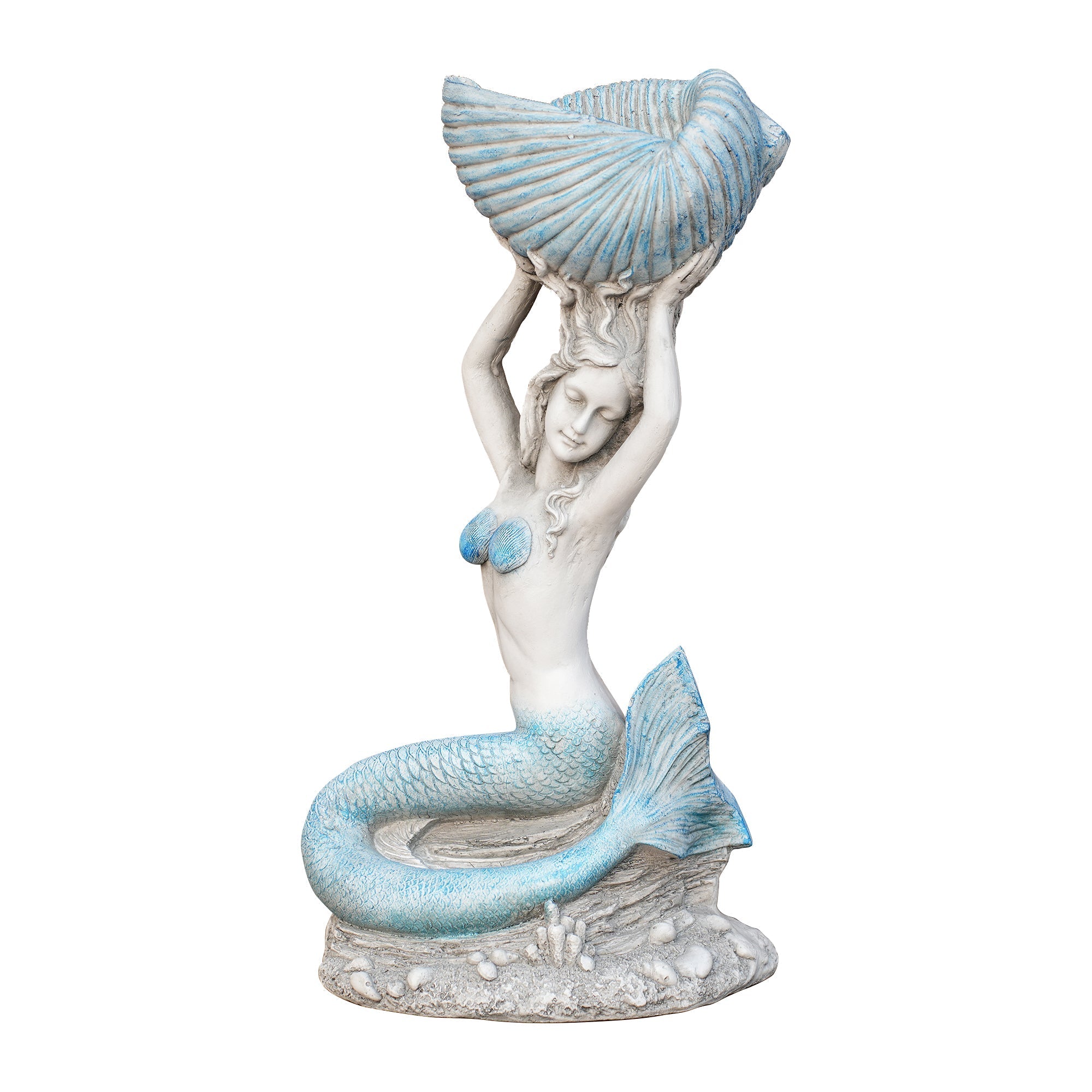 Premium Magnesium Oxide Mermaid Sculpture – Light Blue (GS - 24935M - BL) - Direct Wicker