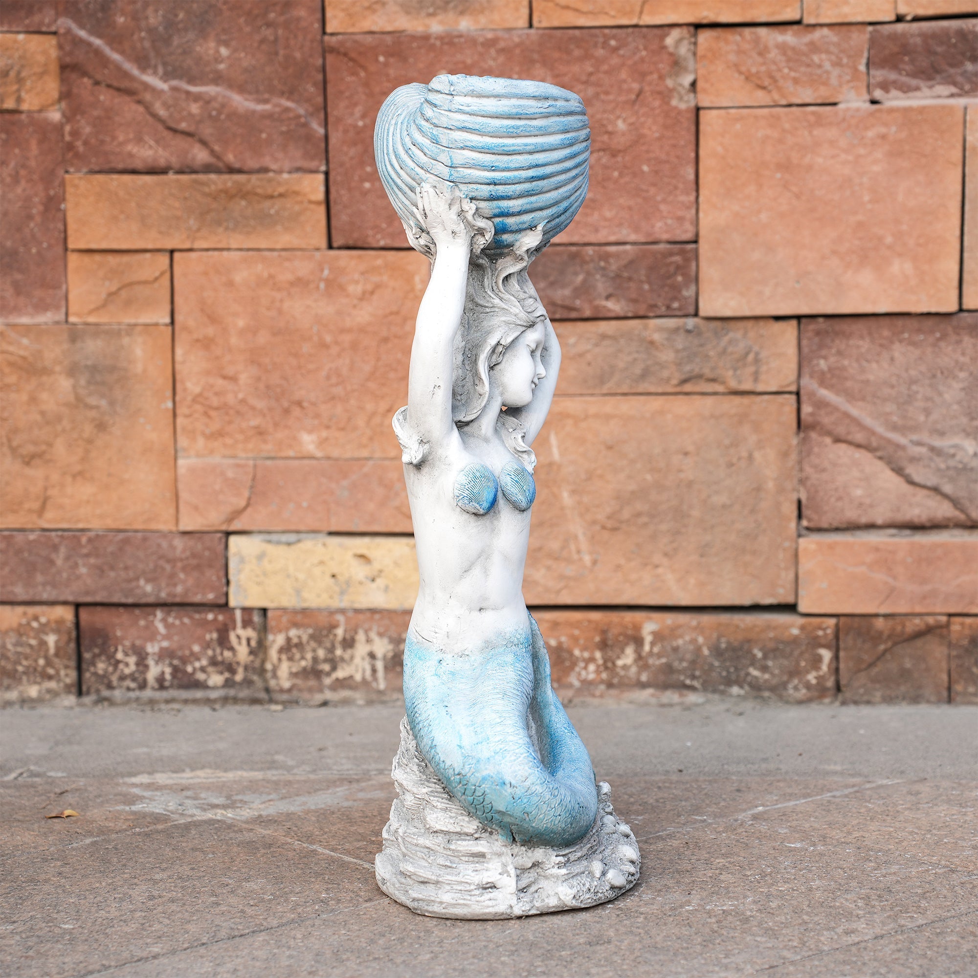 Premium Magnesium Oxide Mermaid Sculpture – Light Blue (GS - 24935M - BL) - Direct Wicker