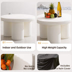 Premium Magnesium Oxide Round Coffee Table – Cream Color with Adjustable Knob - Direct Wicker