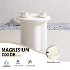 Premium Magnesium Oxide Round Side Coffee Table – Cream Color with Adjustable Knob - Direct Wicker