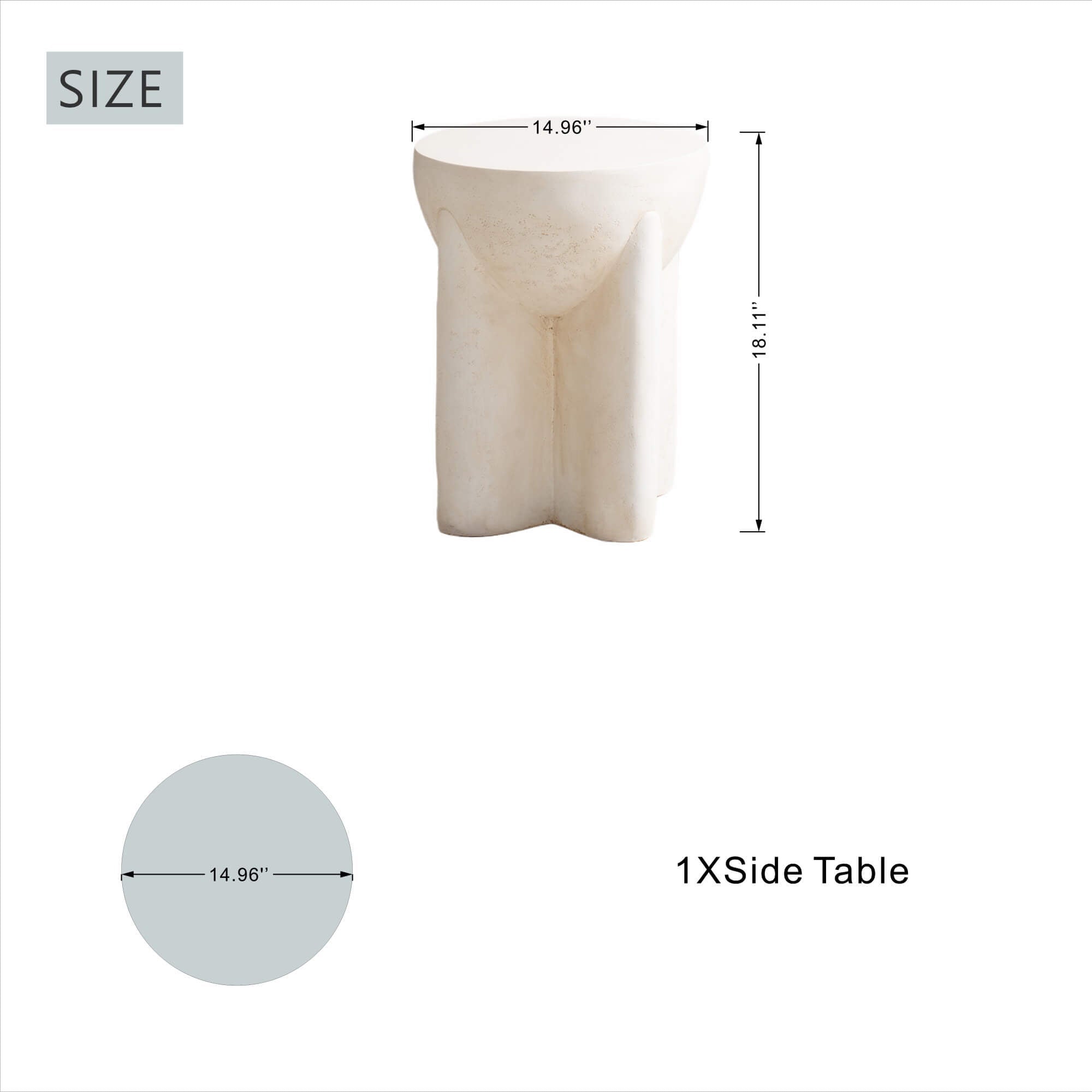Premium Magnesium Oxide Round Side Coffee Table – Cream Color with Adjustable Knob - Direct Wicker