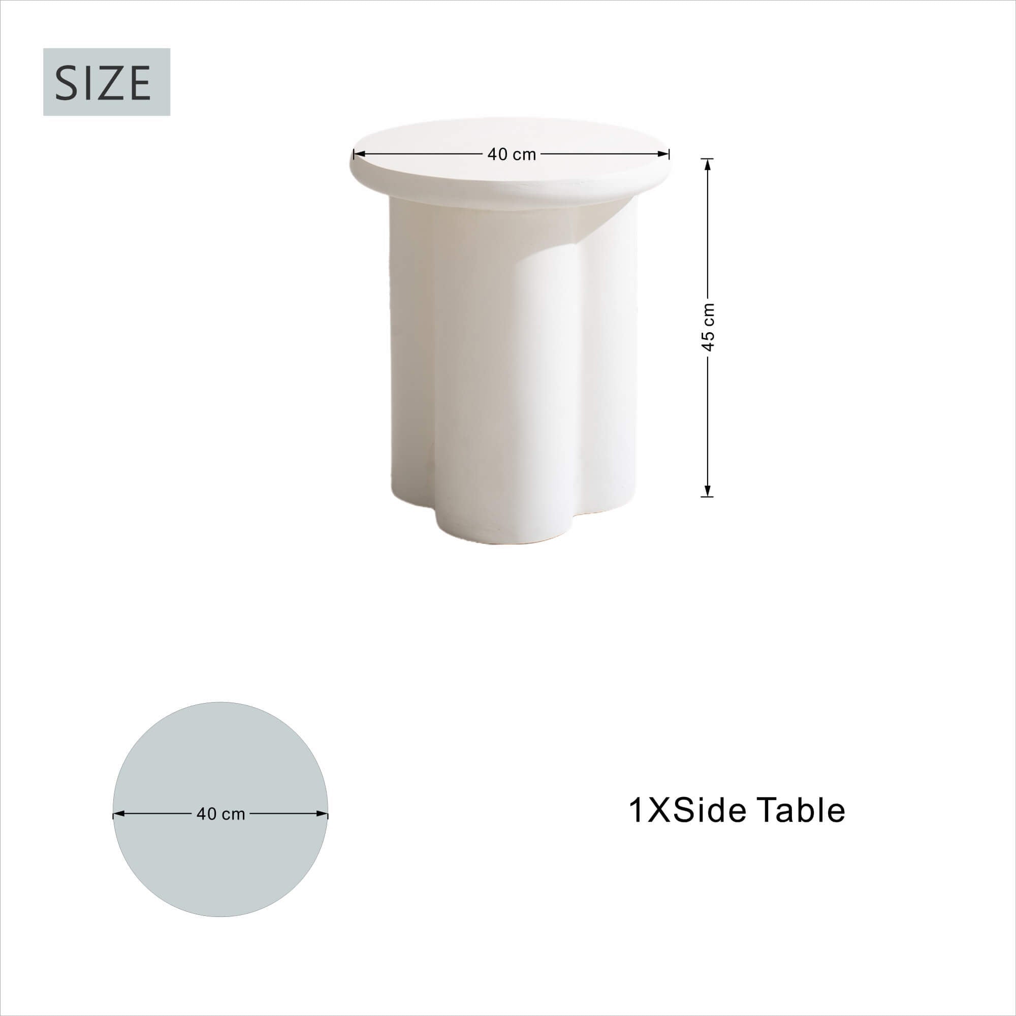Premium Magnesium Oxide Round Side Coffee Table – Cream Color with Adjustable Knob - Direct Wicker