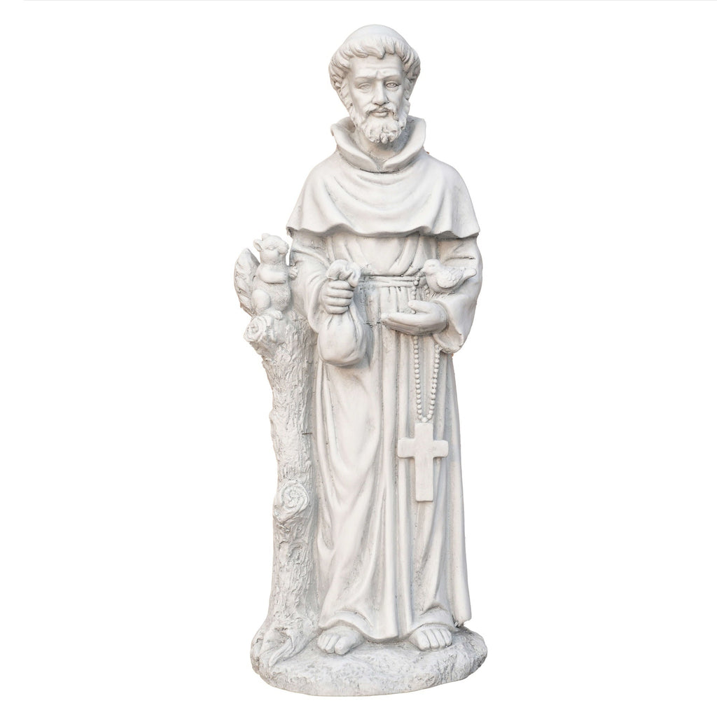 Premium Magnesium Oxide Saint Francis Sculpture (GS - 24938F - AN) - Direct Wicker