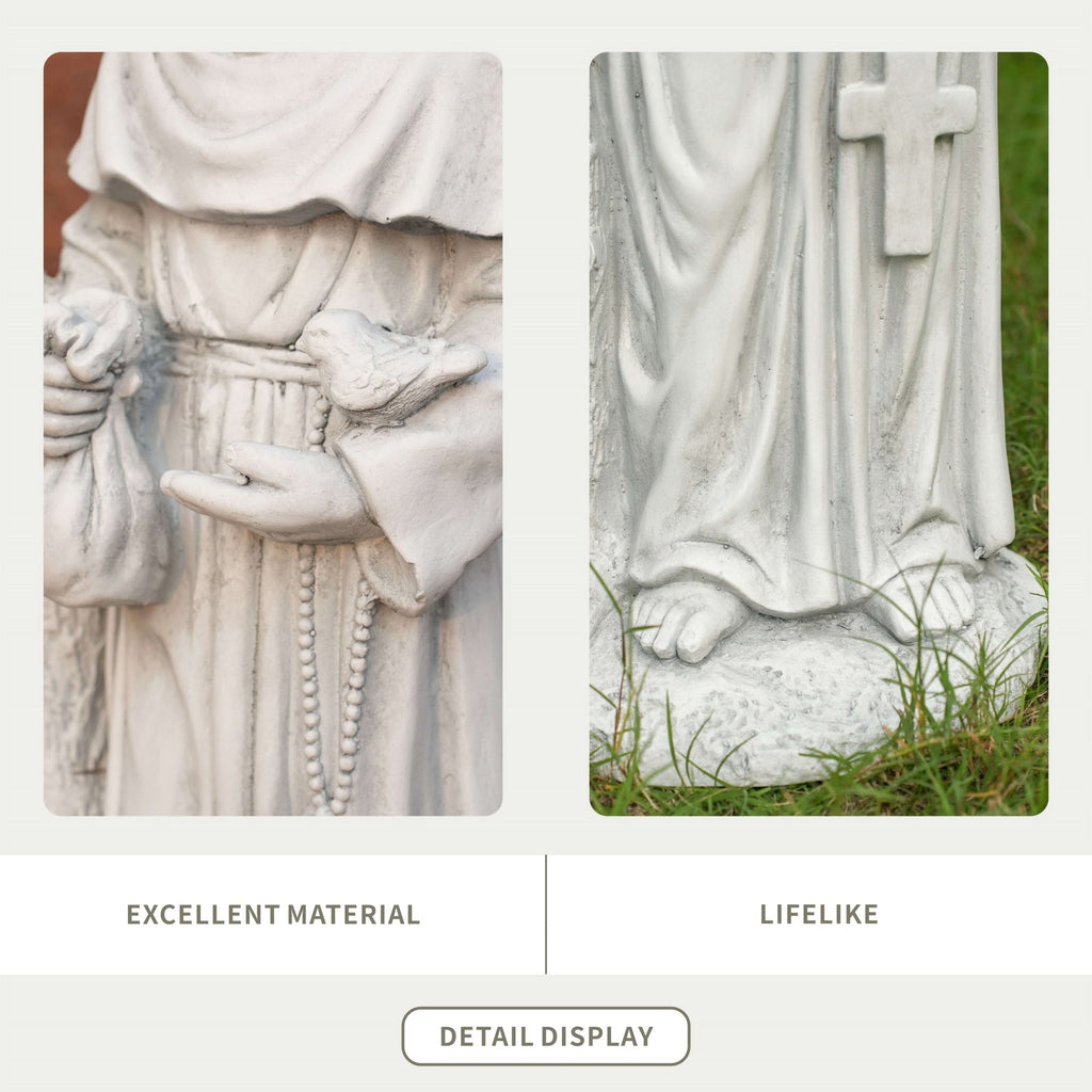 Premium Magnesium Oxide Saint Francis Sculpture (GS - 24938F - AN) - Direct Wicker