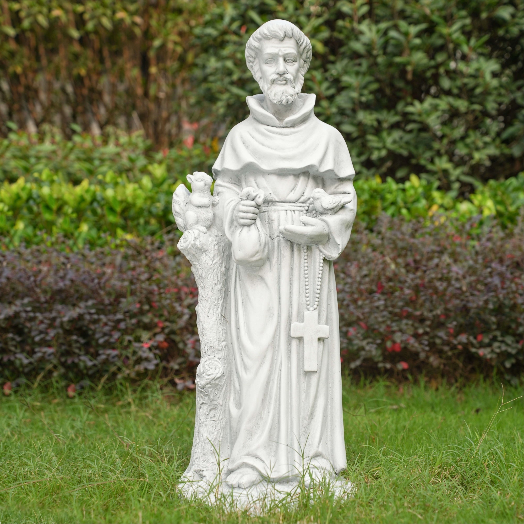 Premium Magnesium Oxide Saint Francis Sculpture (GS - 24938F - AN) - Direct Wicker