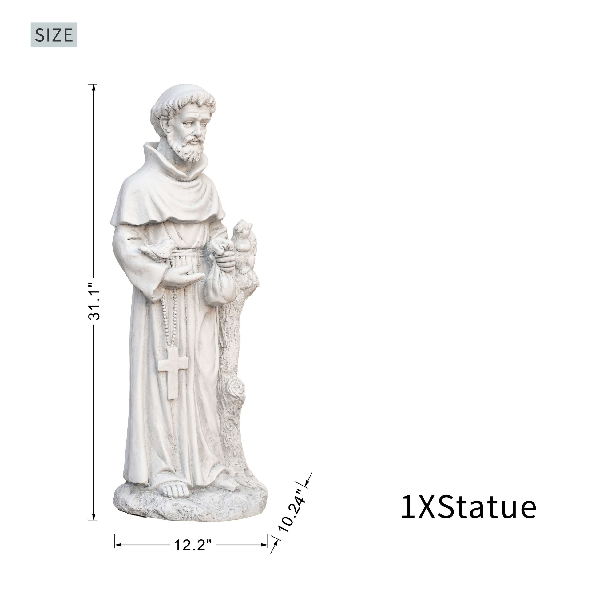 Premium Magnesium Oxide Saint Francis Sculpture (GS - 24938F - AN) - Direct Wicker