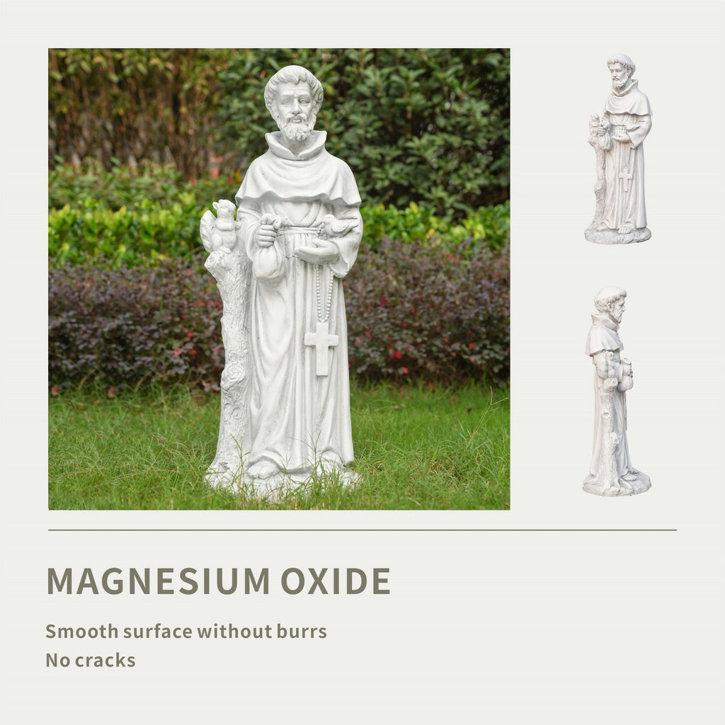 Premium Magnesium Oxide Saint Francis Sculpture (GS - 24938F - AN) - Direct Wicker