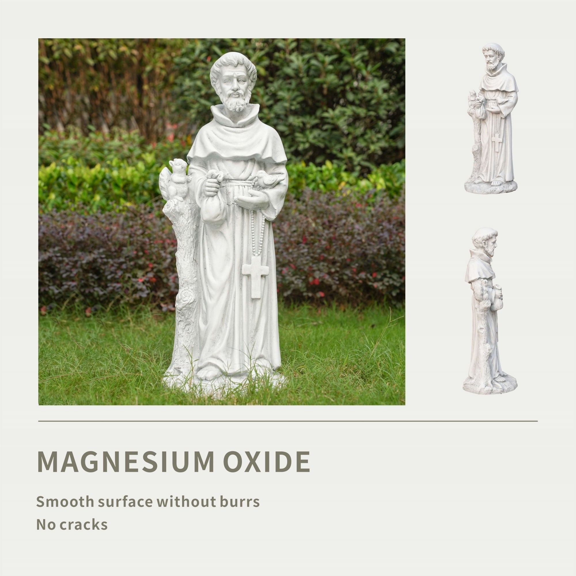 Premium Magnesium Oxide Saint Francis Sculpture (GS - 24938F - AN) - Direct Wicker