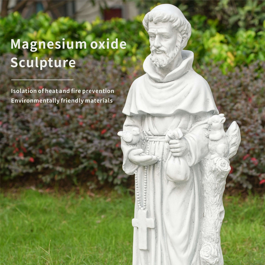 Premium Magnesium Oxide Saint Francis Sculpture (GS - 24938F - AN) - Direct Wicker