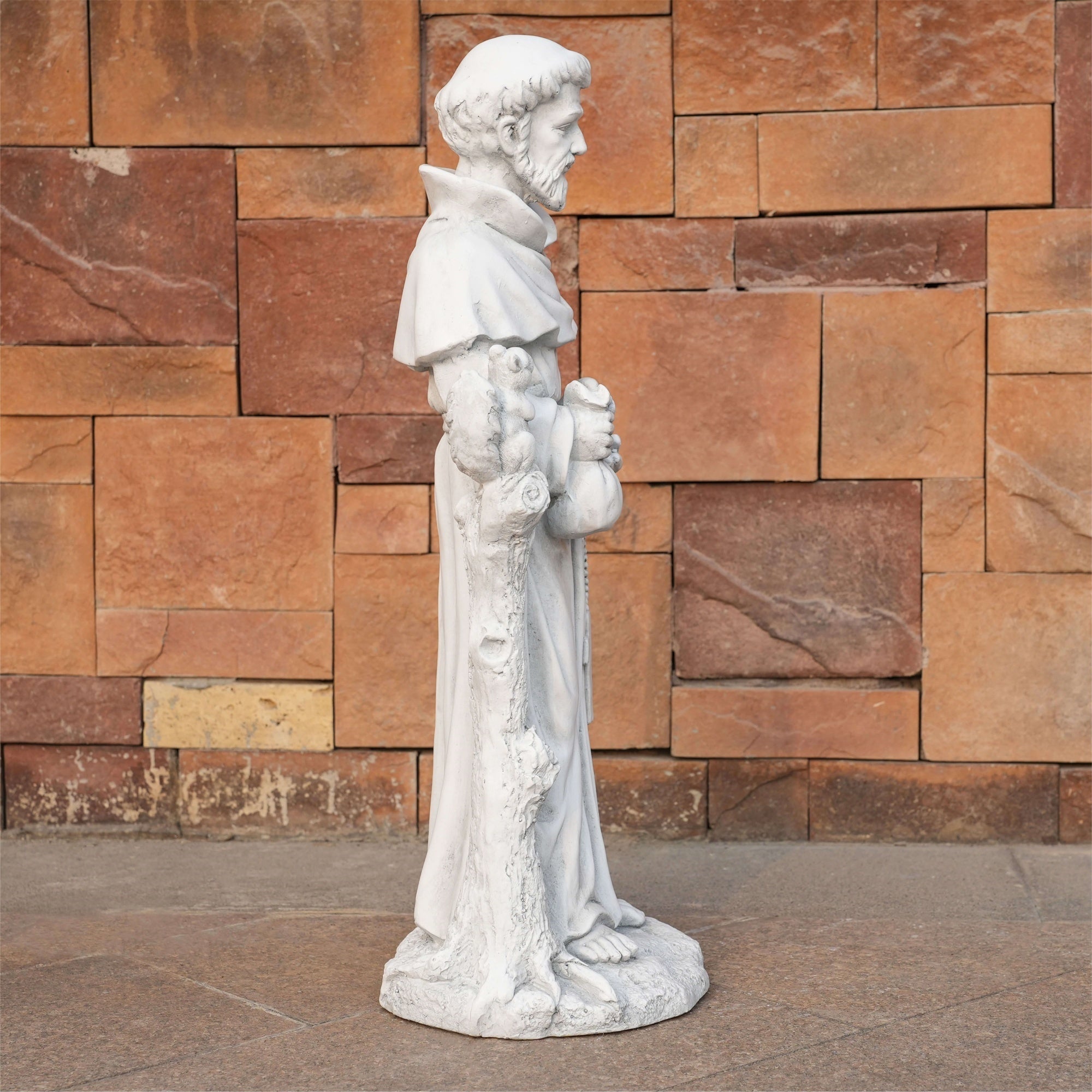 Premium Magnesium Oxide Saint Francis Sculpture (GS - 24938F - AN) - Direct Wicker