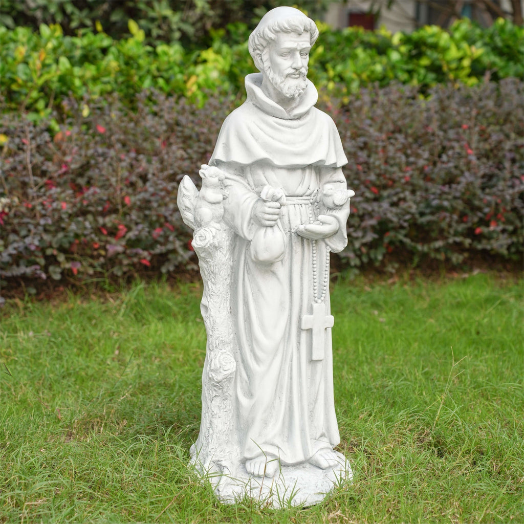 Premium Magnesium Oxide Saint Francis Sculpture (GS - 24938F - AN) - Direct Wicker