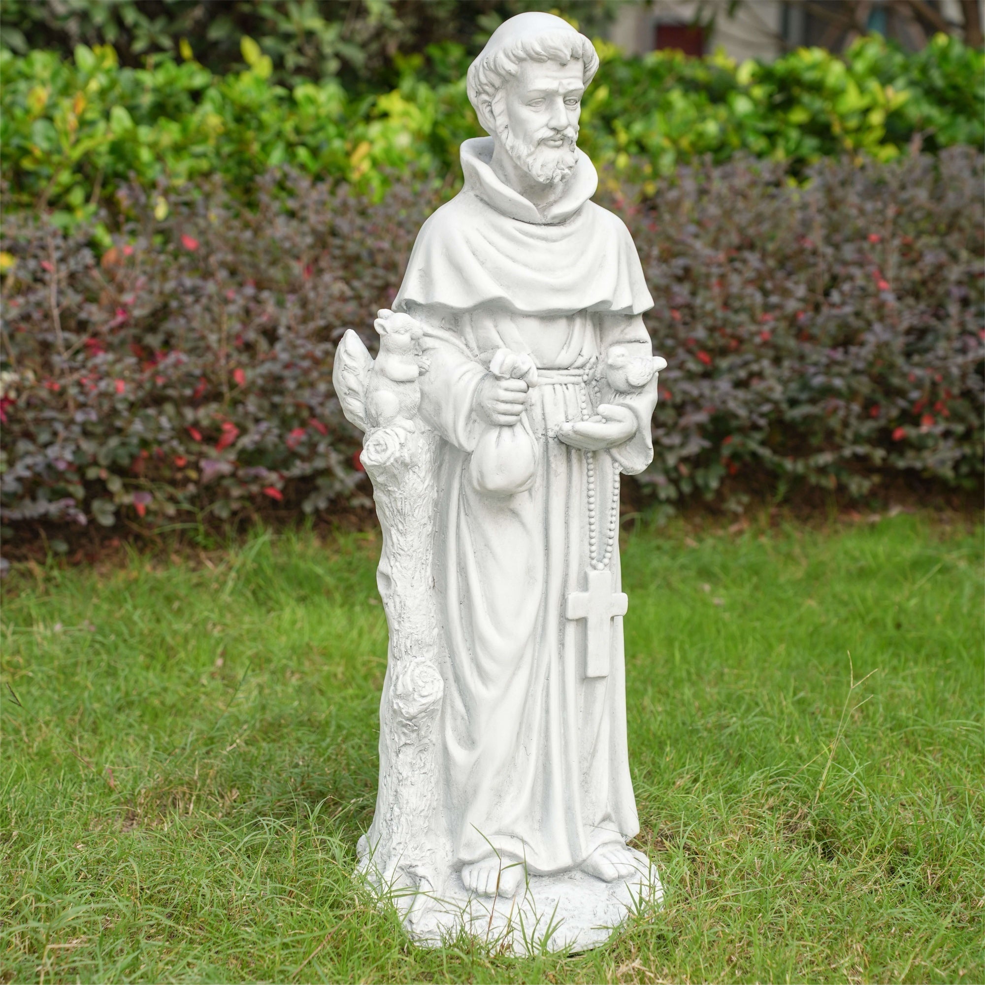 Premium Magnesium Oxide Saint Francis Sculpture (GS - 24938F - AN) - Direct Wicker