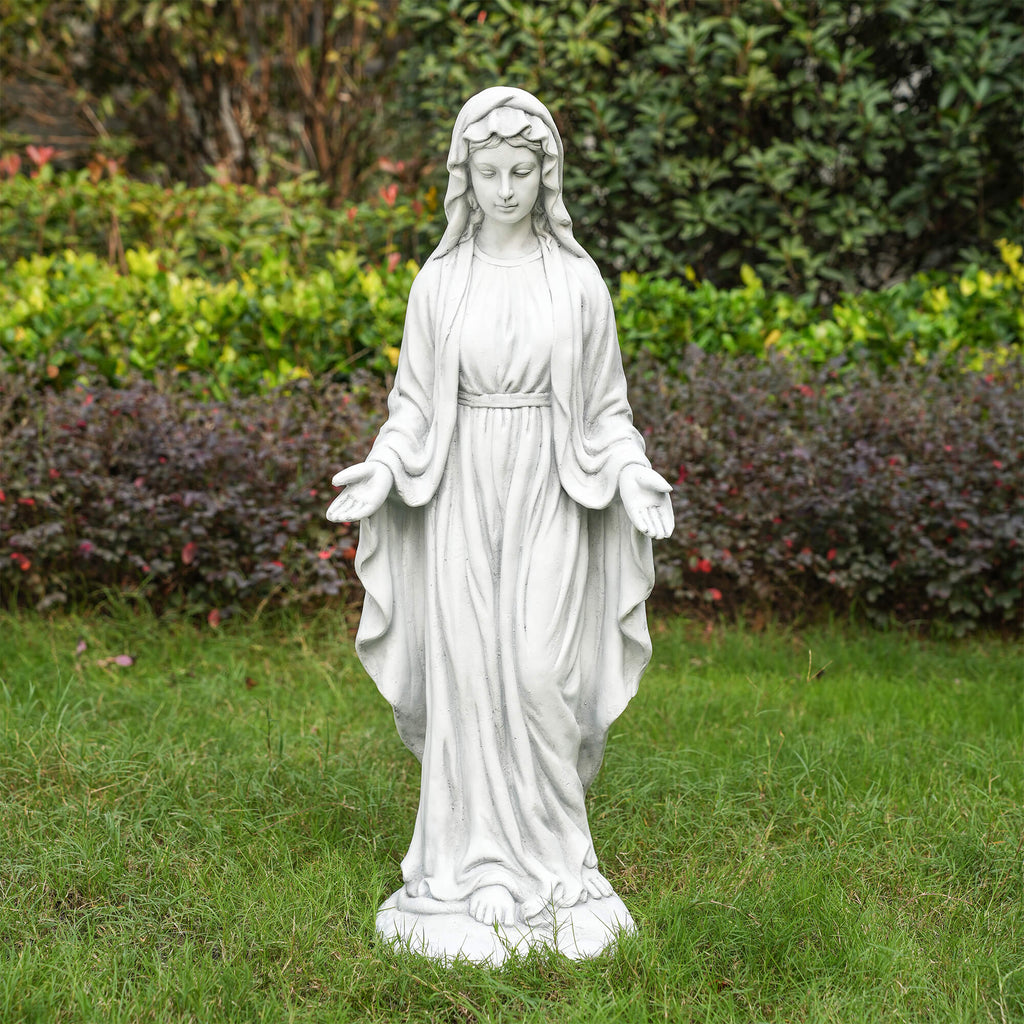 Premium Magnesium Oxide Virgin Mary Sculpture – Elegant Garden Décor (GS - 24937G - AN) - Direct Wicker