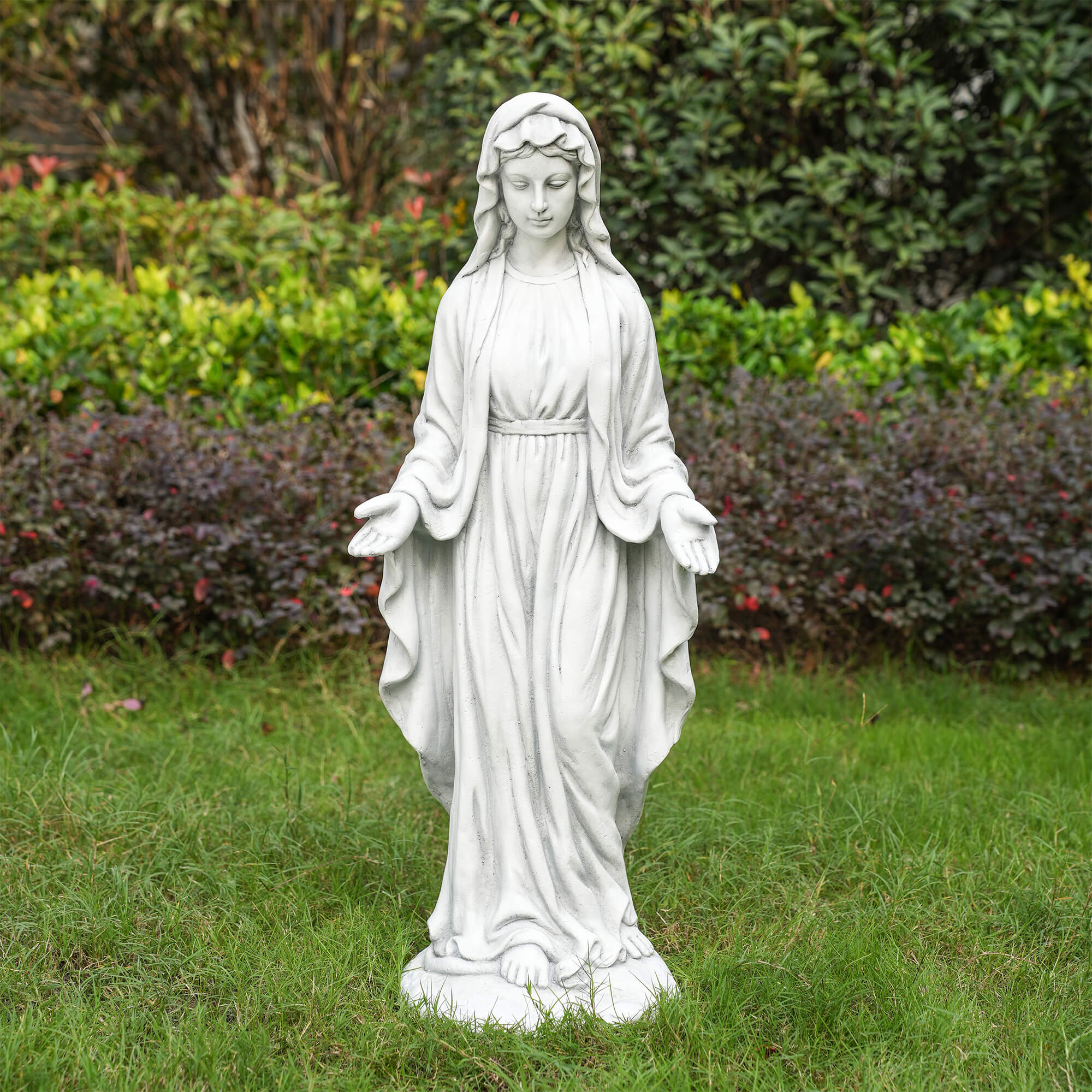 Premium Magnesium Oxide Virgin Mary Sculpture – Elegant Garden Décor (GS - 24937G - AN) - Direct Wicker