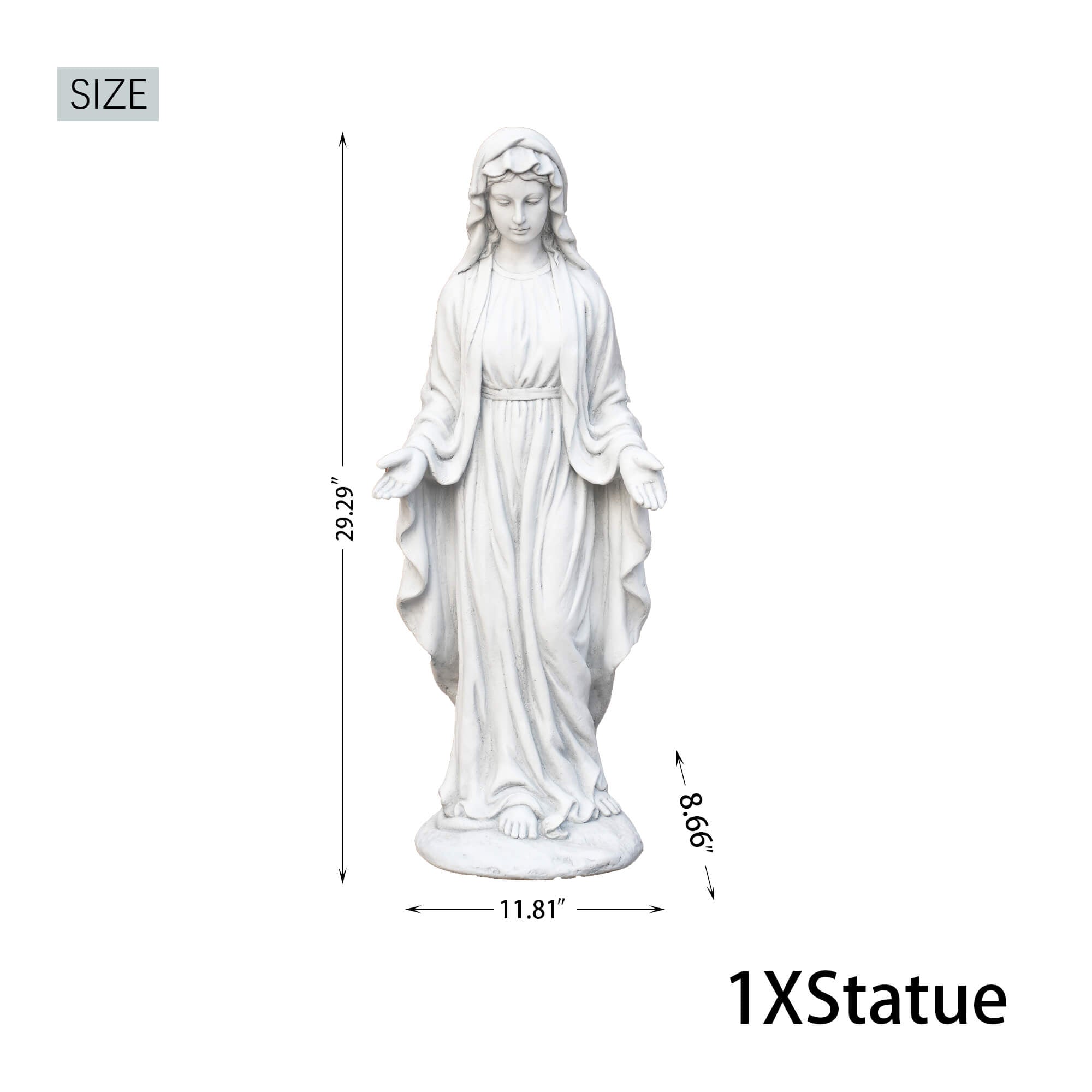 Premium Magnesium Oxide Virgin Mary Sculpture – Elegant Garden Décor (GS - 24937G - AN) - Direct Wicker