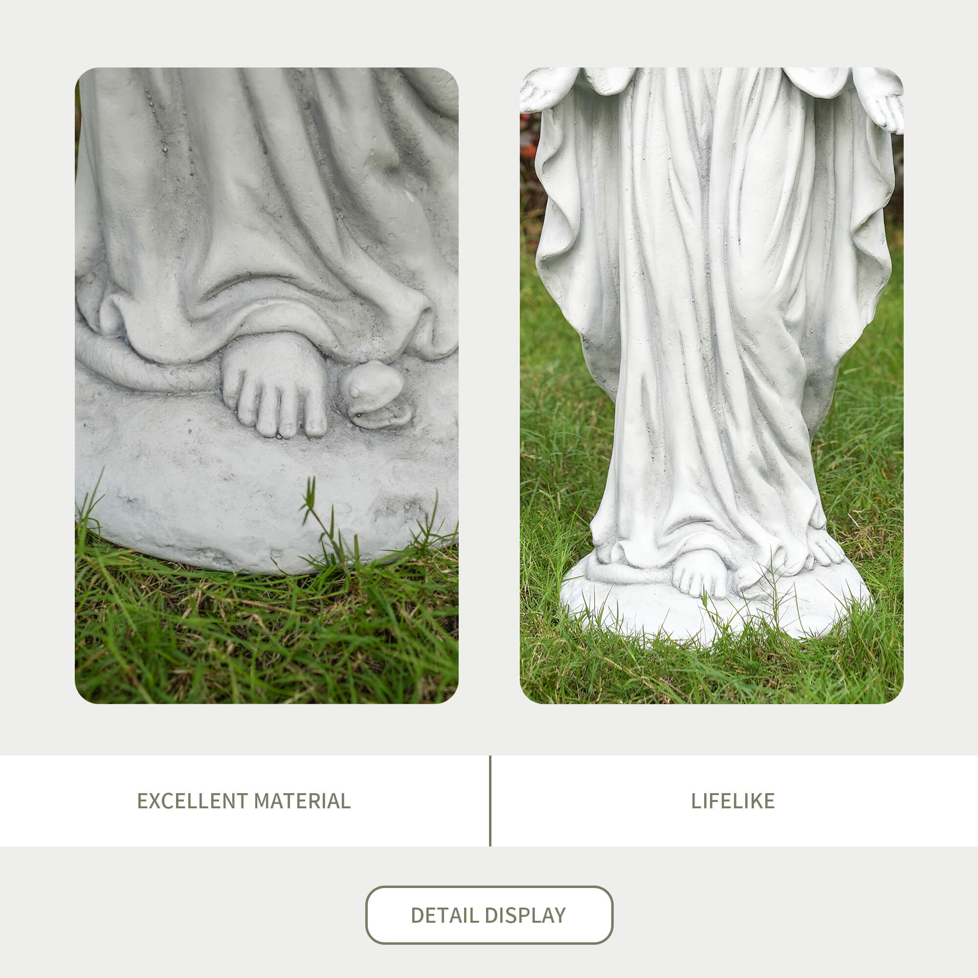Premium Magnesium Oxide Virgin Mary Sculpture – Elegant Garden Décor (GS - 24937G - AN) - Direct Wicker