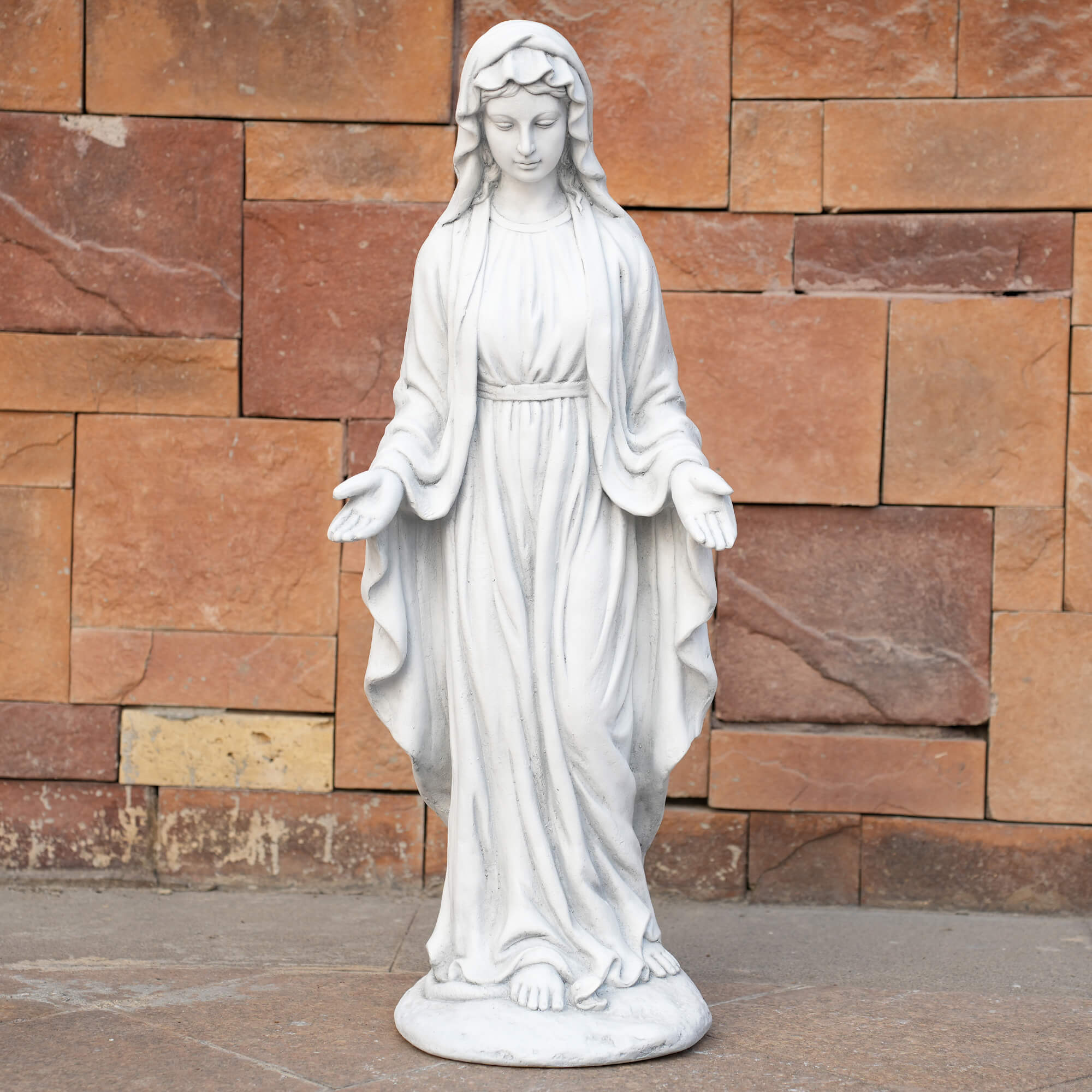 Premium Magnesium Oxide Virgin Mary Sculpture – Elegant Garden Décor (GS - 24937G - AN) - Direct Wicker