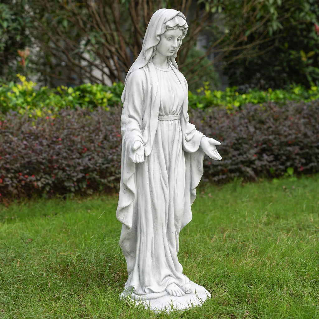 Premium Magnesium Oxide Virgin Mary Sculpture – Elegant Garden Décor (GS - 24937G - AN) - Direct Wicker