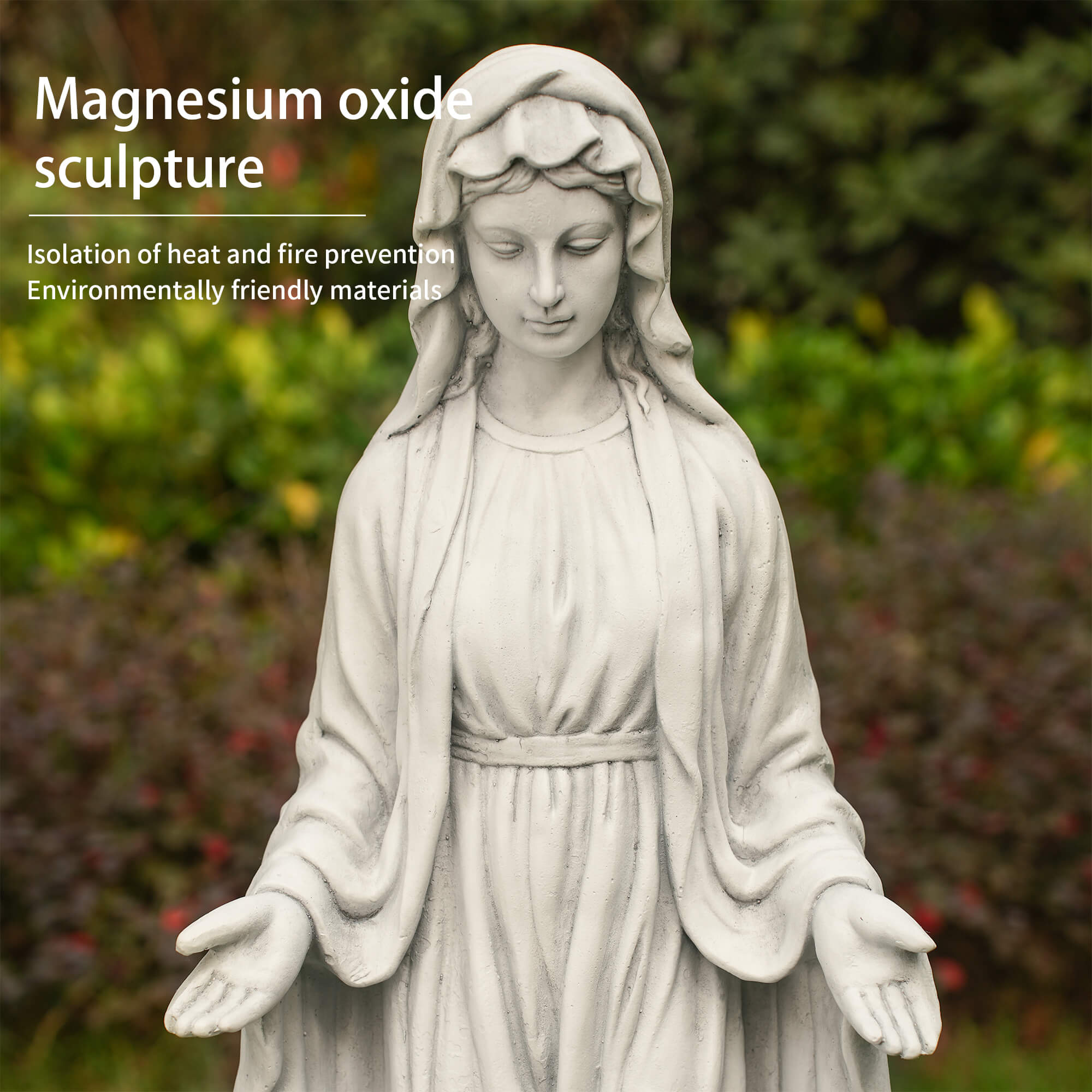 Premium Magnesium Oxide Virgin Mary Sculpture – Elegant Garden Décor (GS - 24937G - AN) - Direct Wicker