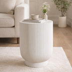 Premium White Magnesium Oxide Outdoor Side Table (PAD-2633ST-WH) - Direct Wicker